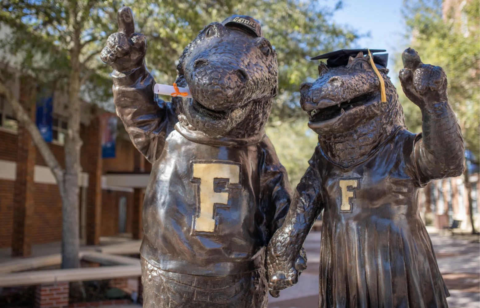 On campus Statue of UF Mascots Albert and Alberta